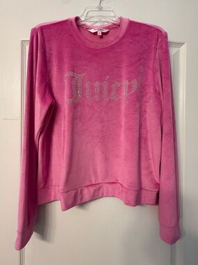 Juicy Couture Pink Rhinestone Logo Tee Y2K Baby Tee Ribbed M Fit